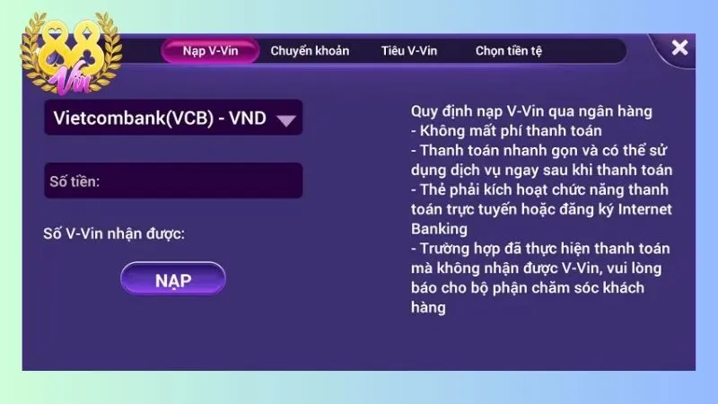 Nền tảng cho phép bạn nạp tiền từ ngân hàng không mất phí