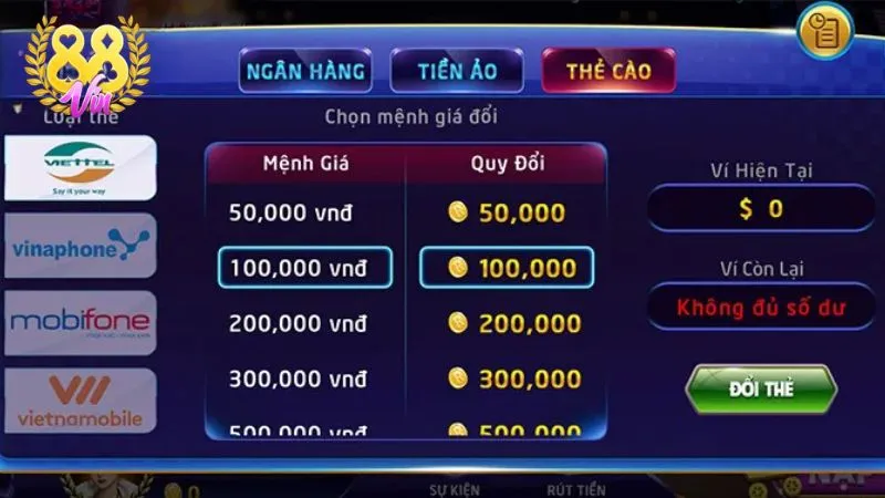 Cách rút tiền bằng thẻ cào cho phép bạn đổi thưởng thành thẻ nạp của các nhà mạng lớn